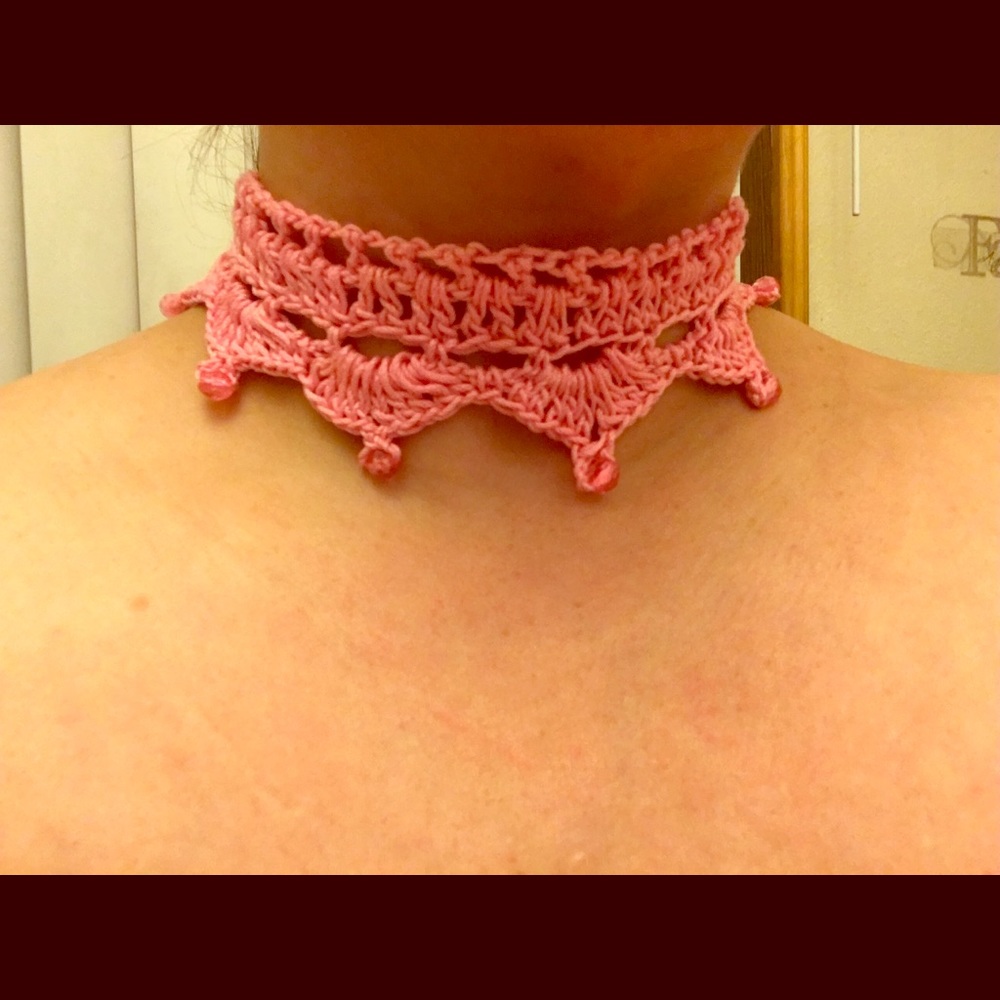 Crochet in nylon baby pink baby blue and aqua blue